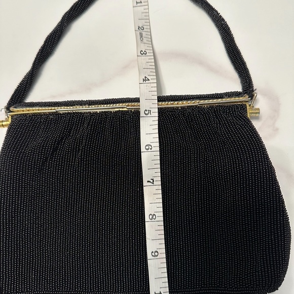 VINTAGE BLACK BEADED HANDBAG - Picture 3 of 7